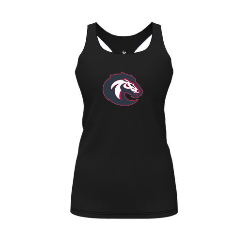 [CUS-DFW-RCBK-PER-BLK-FYS-LOGO1] Racerback Tank Top (Female Youth S, Black, Logo 1)