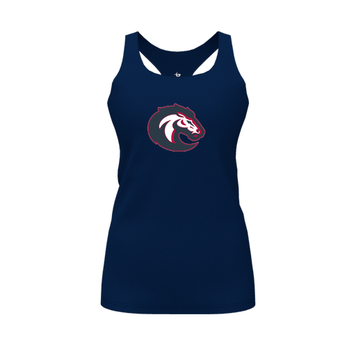 [FT0TRBNV-FYS-LOGO1] Decker Racerback Tank Top (Female Youth S, Navy, Logo 1)