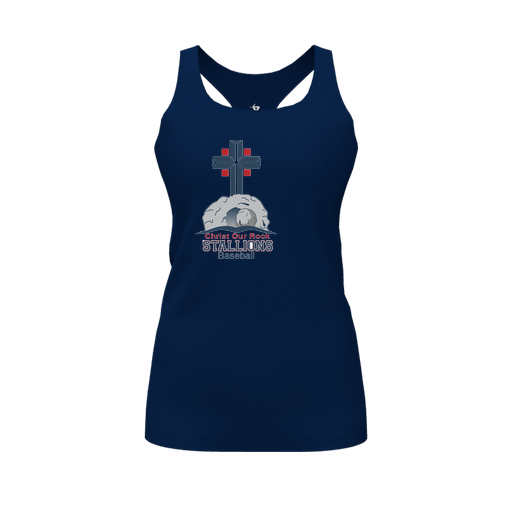 [CUS-DFW-RCBK-PER-NVY-FYS-LOGO2] Racerback Tank Top (Female Youth S, Navy, Logo 2)