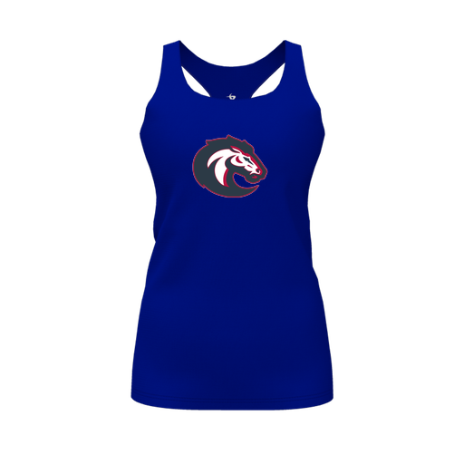 [CUS-DFW-RCBK-PER-RYL-FYS-LOGO1] Racerback Tank Top (Female Youth S, Royal, Logo 1)
