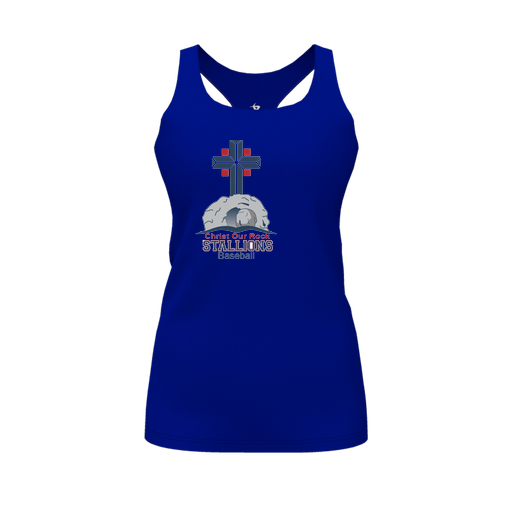 [CUS-DFW-RCBK-PER-RYL-FYS-LOGO2] Racerback Tank Top (Female Youth S, Royal, Logo 2)