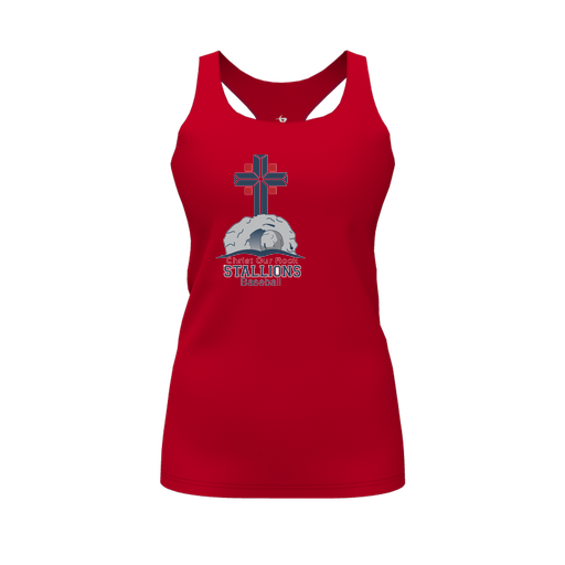[CUS-DFW-RCBK-PER-RED-FYS-LOGO2] Racerback Tank Top (Female Youth S, Red, Logo 2)