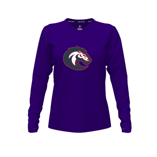[CUS-DFW-TEES-CMF-VNK-LSL-PUR-FYXS-LOGO1] Comfort T-Shirt (Female Youth XS, Purple, V Neck, Logo 1, Long Sleeve)