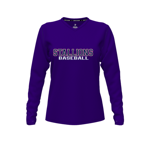 [FTLVCFPP-FYXS-LOGO3] Comfort T-Shirt (Female Youth XS, Purple, V Neck, Logo 3, Long Sleeve)