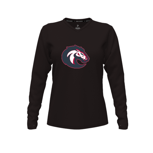 [CUS-DFW-TEES-PER-VNK-LSL-BLK-FYXS-LOGO1] Performance T-Shirt (Female Youth XS, Black, V Neck, Logo 1, Long Sleeve)