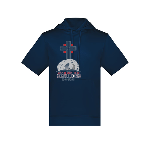 [6871.065.S-LOGO2] Men's Dri Fit Short Sleeve Hoodie (Adult S, Navy, Logo 2)