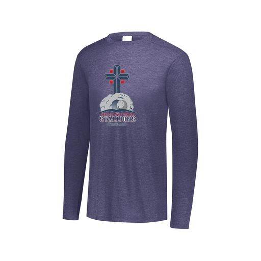 [FTLCUBNV-AXS-LOGO2] Decker Men's Tri-Blend T-Shirt - Long Sleeve (Adult XS, Navy, Logo 2)