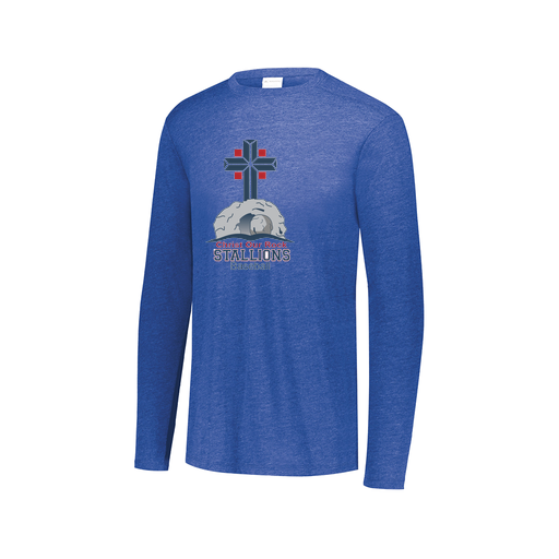 [FTLCUBRY-AXS-LOGO2] Decker Men's Tri-Blend T-Shirt - Long Sleeve (Adult XS, Royal, Logo 2)
