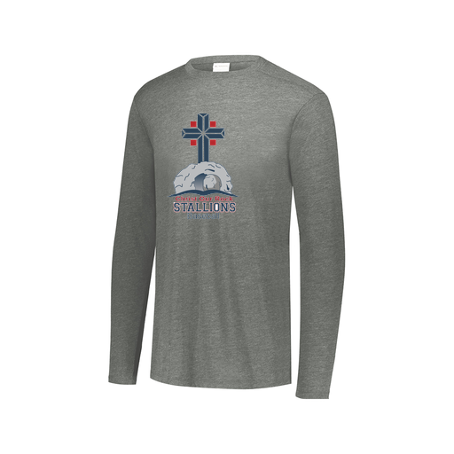 [FTLCUBGY-AXS-LOGO2] Decker Men's Tri-Blend T-Shirt - Long Sleeve (Adult XS, Gray, Logo 2)