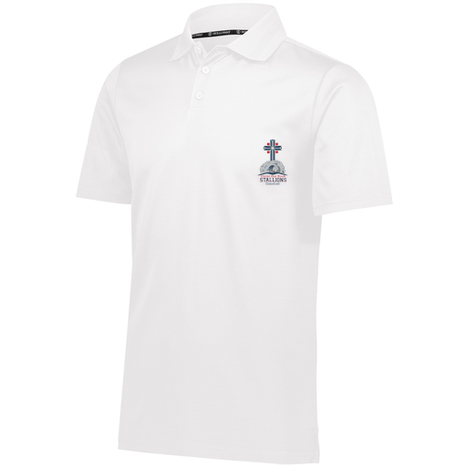 [222568.005.S-LOGO2] Men's Prism Polo (Adult S, White, Logo 2)