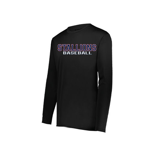 [222823.080.S-LOGO3] Youth LS Smooth Sport Shirt (Youth S, Black, Logo 3)