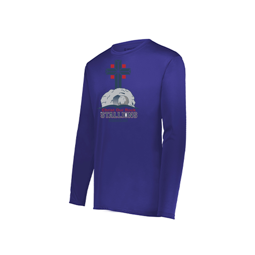 [222823.747.S-LOGO2] Youth LS Smooth Sport Shirt (Youth S, Purple, Logo 2)