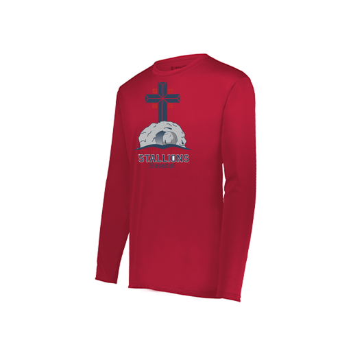 [222823.083.S-LOGO2] Youth LS Smooth Sport Shirt (Youth S, Red, Logo 2)