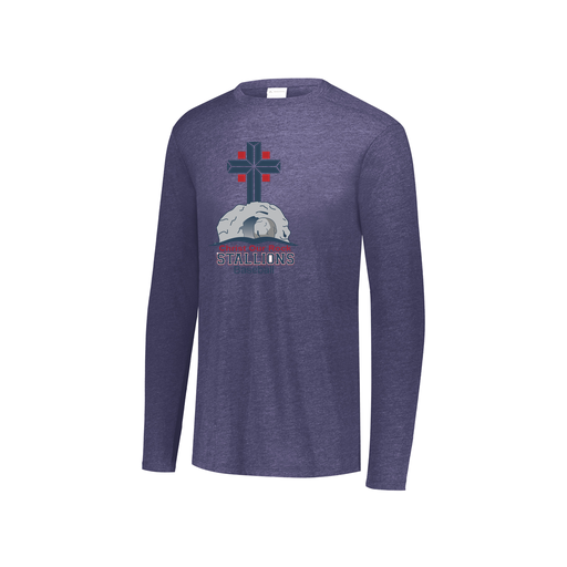 [FTLCUBNV-YS-LOGO2] Decker Youth Tri-Blend T-Shirt - Long Sleeve (Youth S, Navy, Logo 2)