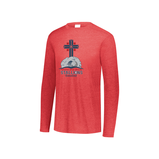 [FTLCUBRD-YS-LOGO2] Decker Youth Tri-Blend T-Shirt - Long Sleeve (Youth S, Red, Logo 2)