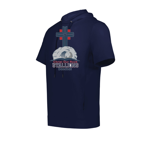[222605.065.S-LOGO2] YOUTH VENTURA SOFT KNIT SHORT SLEEVE HOODIE (Youth S, Navy, Logo 2)