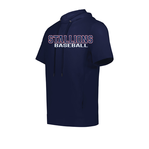 [222605.065.S-LOGO3] YOUTH VENTURA SOFT KNIT SHORT SLEEVE HOODIE (Youth S, Navy, Logo 3)