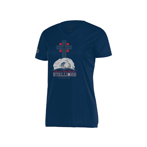 [222820.065.S-LOGO2] Ladies Movement Dri Fit Shirt (Female Adult S, Navy, Logo 2)