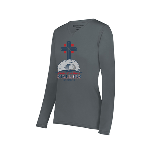 [222824.059.S-LOGO2] Ladies LS Smooth Sport Shirt (Female Adult S, Gray, Logo 2)