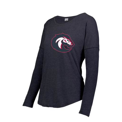 [FTLCUBNV-FAXS-LOGO1] Decker Women's Tri-Blend T-Shirt - Long Sleeve (Female Adult XS, Navy, Logo 1)
