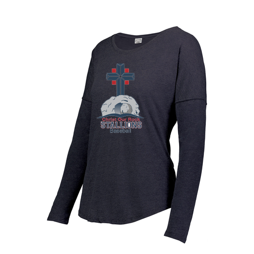 [FTLCUBNV-FAXS-LOGO2] Decker Women's Tri-Blend T-Shirt - Long Sleeve (Female Adult XS, Navy, Logo 2)