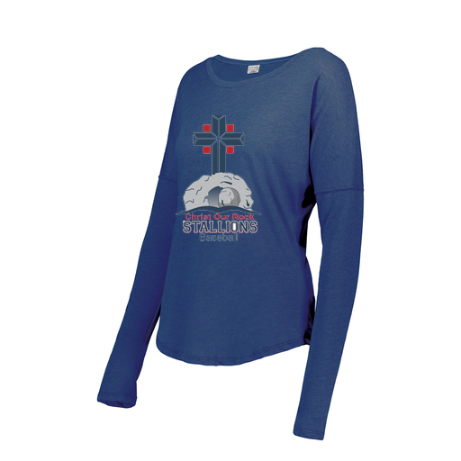 [FTLCUBRY-FAXS-LOGO2] Decker Women's Tri-Blend T-Shirt - Long Sleeve (Female Adult XS, Royal, Logo 2)