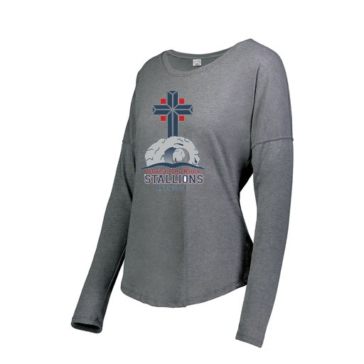 [FTLCUBGY-FAXS-LOGO2] Decker Women's Tri-Blend T-Shirt - Long Sleeve (Female Adult XS, Gray, Logo 2)