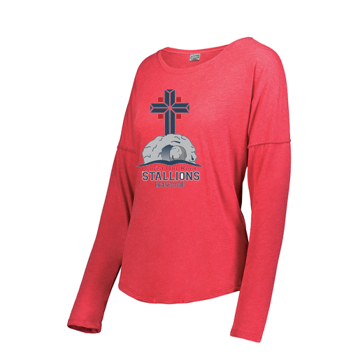 [FTLCUBRD-FAXS-LOGO2] Decker Women's Tri-Blend T-Shirt - Long Sleeve (Female Adult XS, Red, Logo 2)